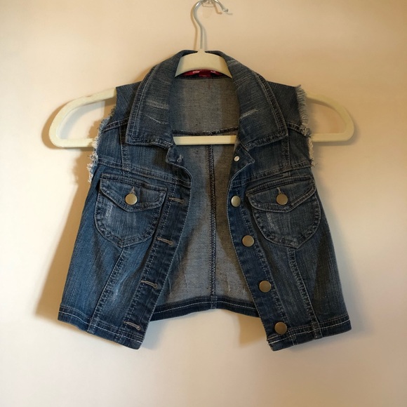 FOREVER 21 denim distressed dark wash fade vest size small - Picture 6 of 6